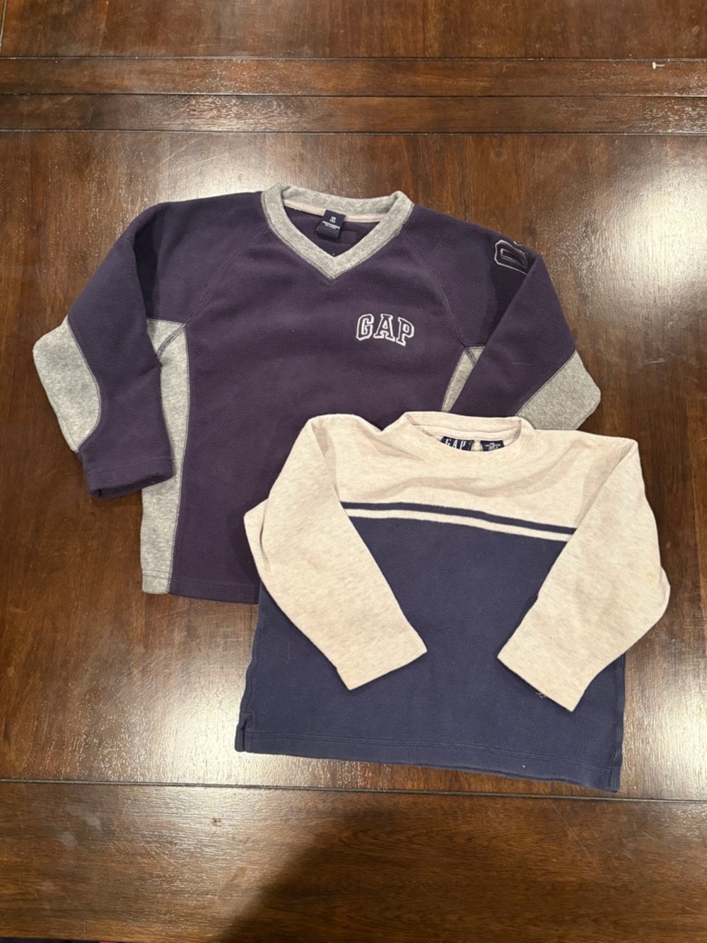 Y2K GAP Kids Bundle XS 4 Sweater + Long Sleeve Shirt Blue Beige